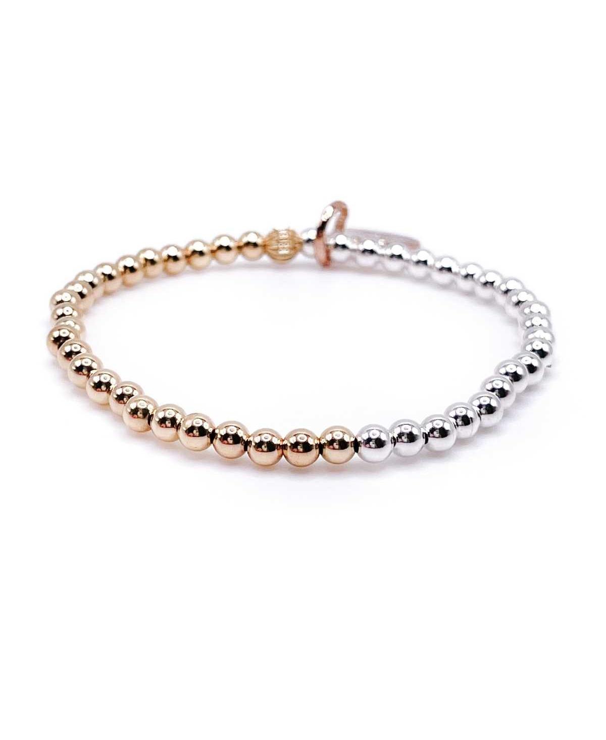 Non-Tarnishing Gold Filled, 4mm Gold Ball and Sterling Silver Bracelet - Gold  silver