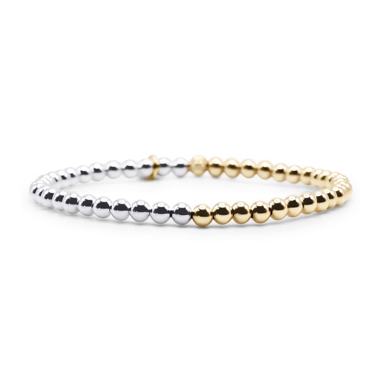 Non-Tarnishing Gold Filled, 4mm Gold Ball and Sterling Silver Bracelet