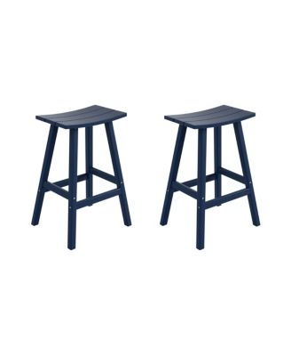 Outdoor Patio Adirondack Bar Height Stool Saddle Seat Chair Set of 2