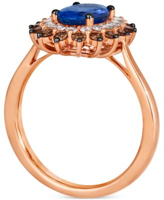 Blueberry Tanzanite (1 ct. t.w.), Chocolate Diamonds (1/3 ct. t.w.) & Nude Diamonds (1/4 ct. t.w.) Statement Ring in 14k Rose Gold