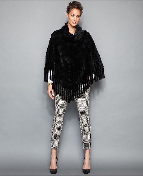 The Fur Vault Knitted Mink Fur Fringed Poncho Reviews The Fur Vault Women Macy S