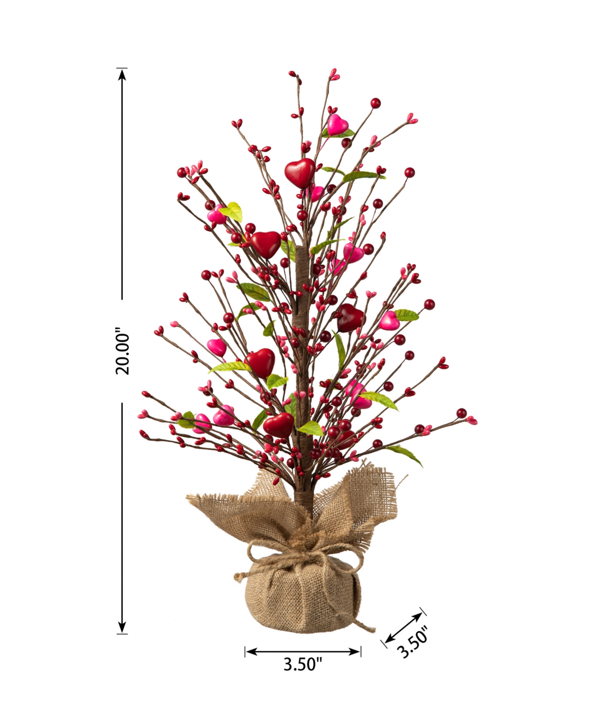 Glitzhome 20" H Valentine's Berry Heart Table Tree In Multi