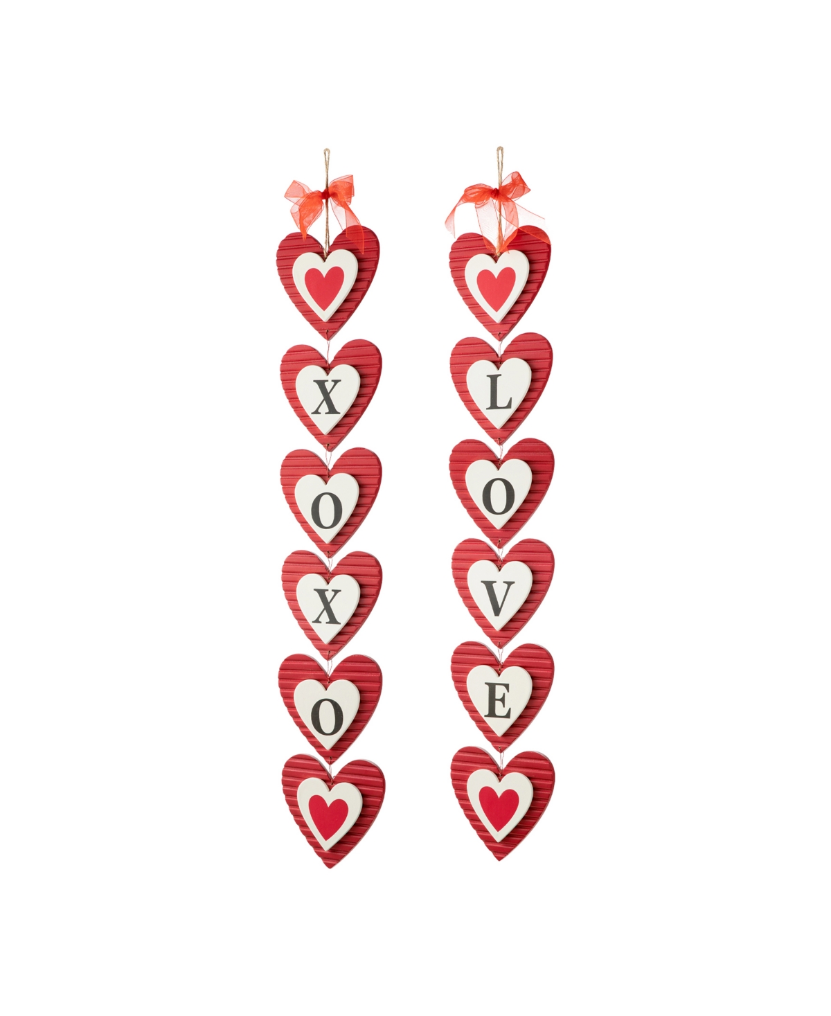 Glitzhome 30" H Valentine's Wooden Heart Door Hangers Set, 2 Piece In Multi