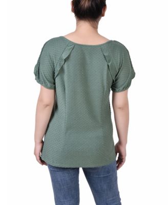 Petite Swiss Dot Short Sleeve Top