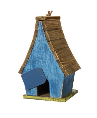 12.5'' H Distressed Solid Wood Birdhouse with 3D Leaves