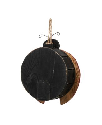 11.5" H Distressed Solid Wood Ladybug Birdhouse