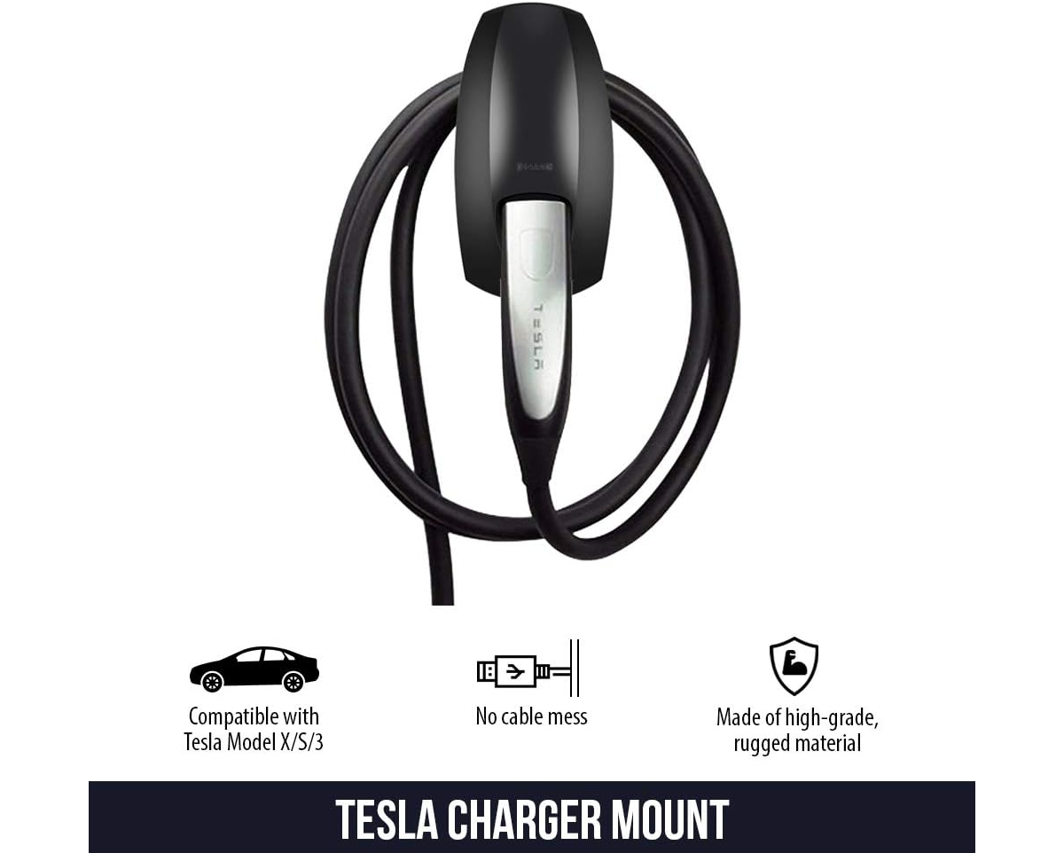 Lectron Cable Charger Holder Compatible with Tesla Wall Connector (Model X/Model S/Model Y/Model 3) - Protective Tesla Charger Holder and Cable Organi