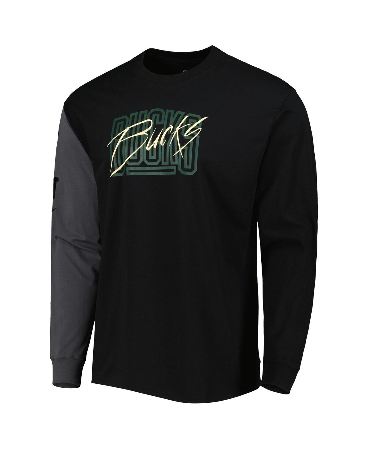 Men's NikeMilwaukee Bucks Courtside Versus Flight MAX90 Long Sleeve T-shirt - Black