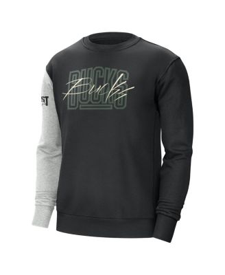 Men's Black, Heather Gray Milwaukee Bucks Courtside Versus Force & Flight Pullover Sweatshirt