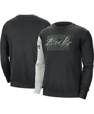 Men's Black, Heather Gray Milwaukee Bucks Courtside Versus Force & Flight Pullover Sweatshirt