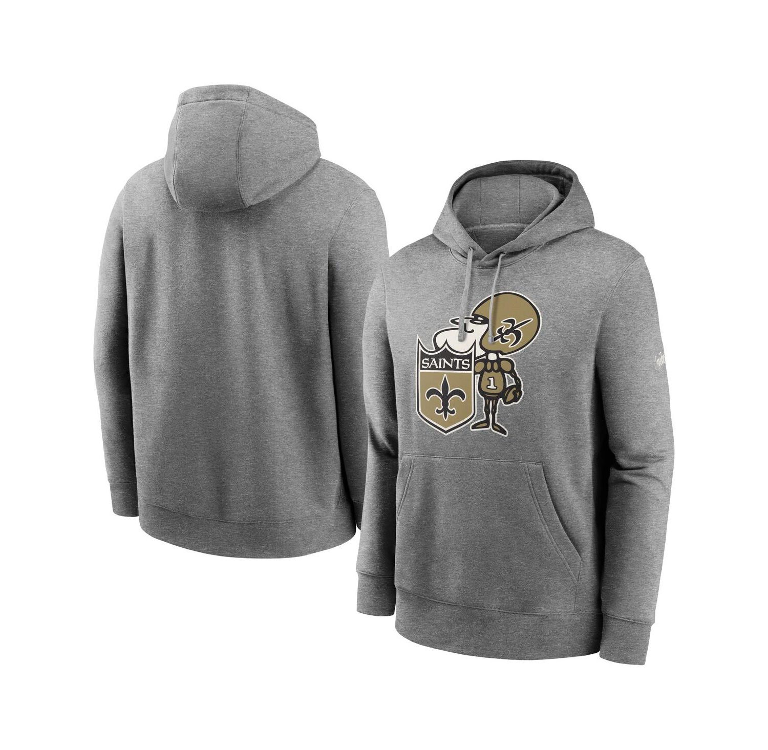 Men's Heathered Gray New Orleans Saints Rewind Club Fleece Pullover Hoodie