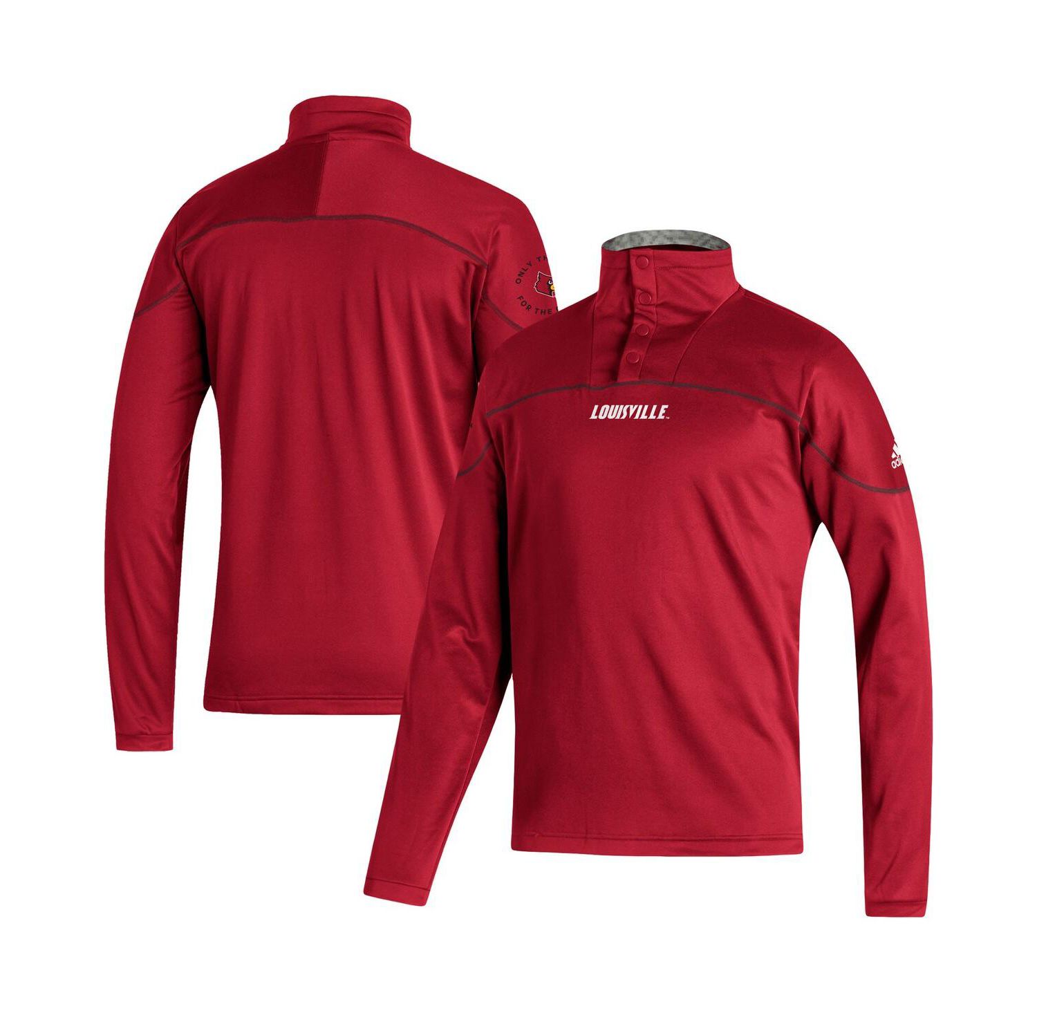 Men's Red Louisville Cardinals AEROREADY Knit Quarter-Snap Jacket