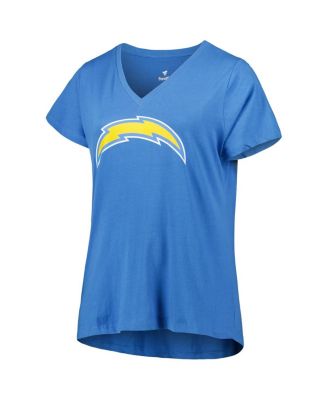 Women's Justin Herbert Powder Blue Los Angeles Chargers Plus Size Player Name and Number V-Neck T-shirt