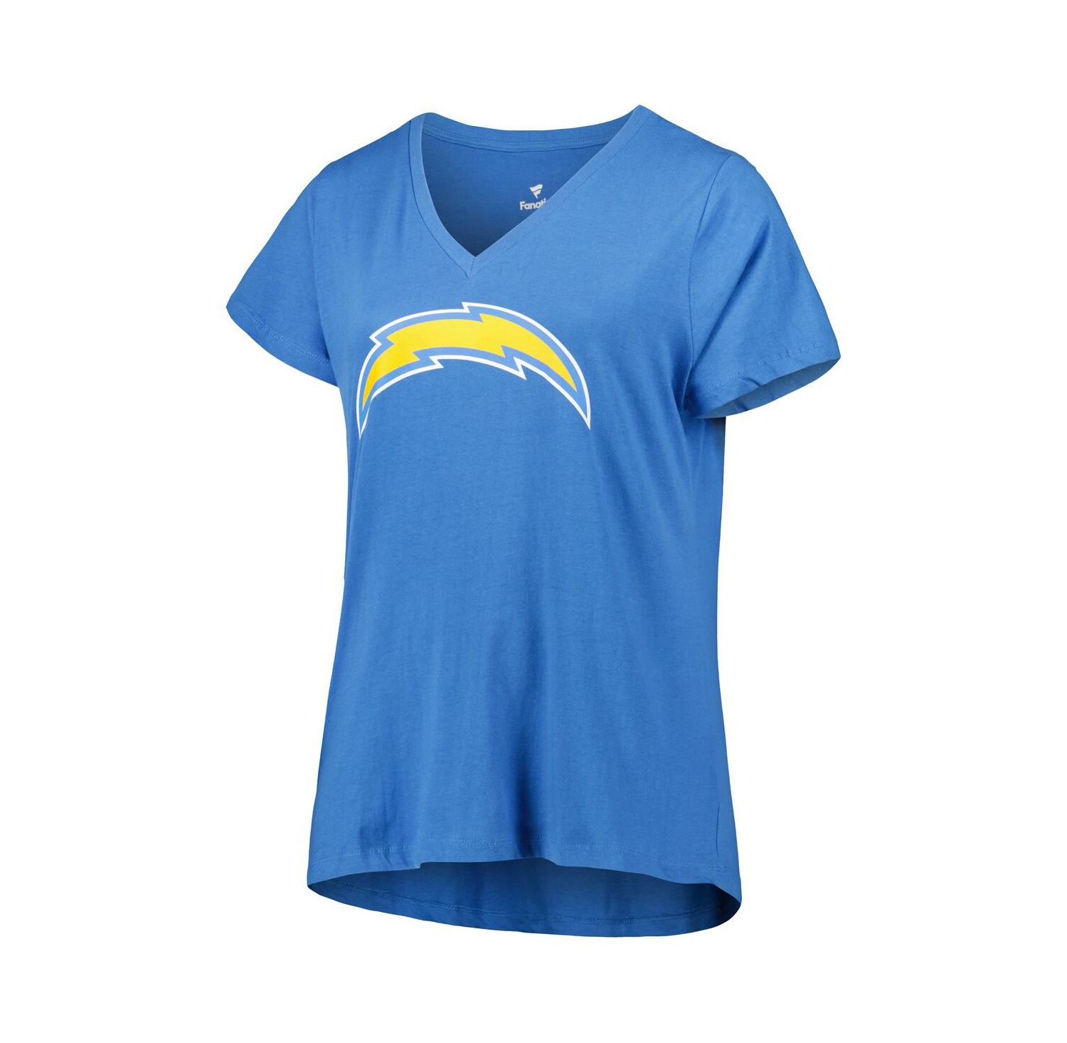 Women's Justin Herbert Powder Blue Los Angeles Chargers Plus Size Player Name and Number V-Neck T-shirt
