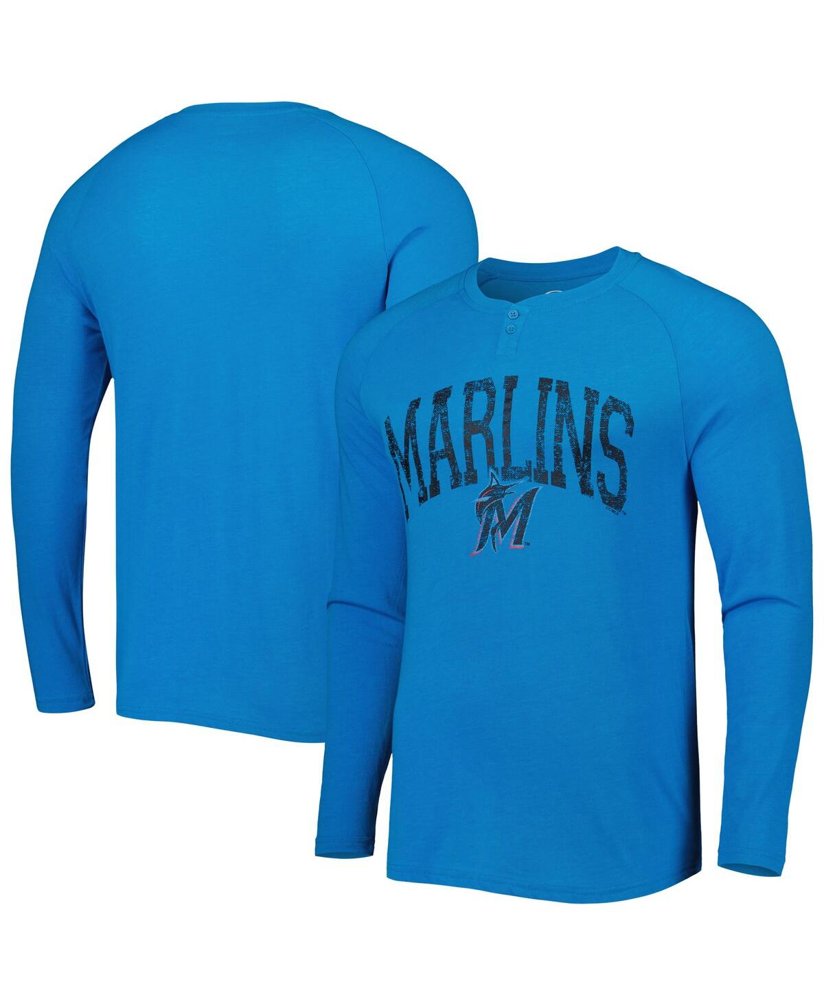 Men's Concepts Sport Blue Miami Marlins Inertia Raglan Long Sleeve Henley T-shirt - Blue
