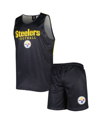 Men's FOCO Black Pittsburgh Steelers Colorblock Mesh V-Neck and Shorts ...