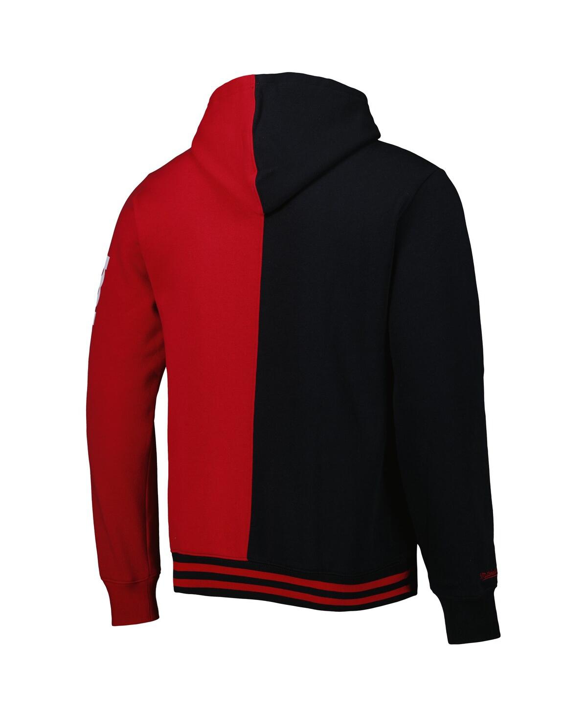 Mitchell & Ness Men's  Black, Red Miami Heat Hardwood Classics Split Pullover Hoodie In Black,red