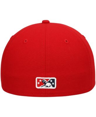 Men's Red Louisville Bats Authentic Collection Road 59FIFTY Fitted Hat