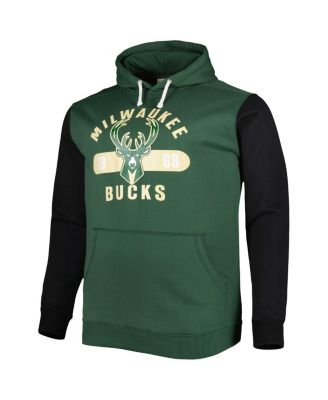 Men's Hunter Green, Black Milwaukee Bucks Big and Tall Bold Attack Pullover Hoodie