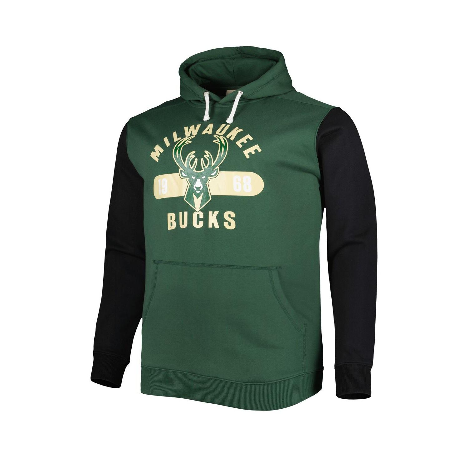 Men's Hunter Green, Black Milwaukee Bucks Big and Tall Bold Attack Pullover Hoodie