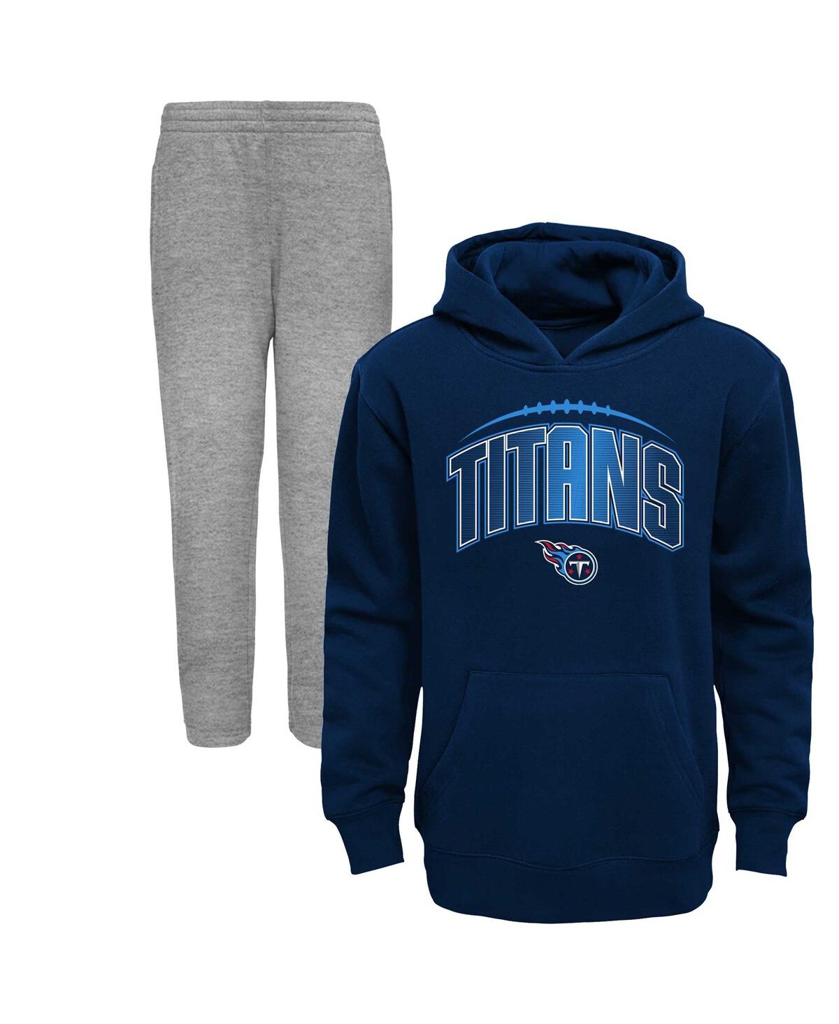 Toddler Boys Heather Gray Tennessee Titans Double-Up Pullover Hoodie and Pants Set - Heather Gray