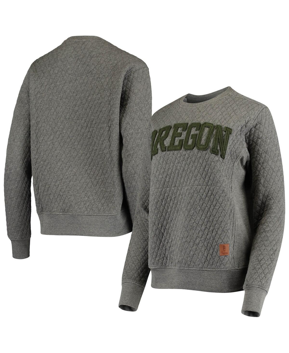 Women's PressboxOregon Ducks Moose Quilted Pullover Sweatshirt - Heather Charcoal