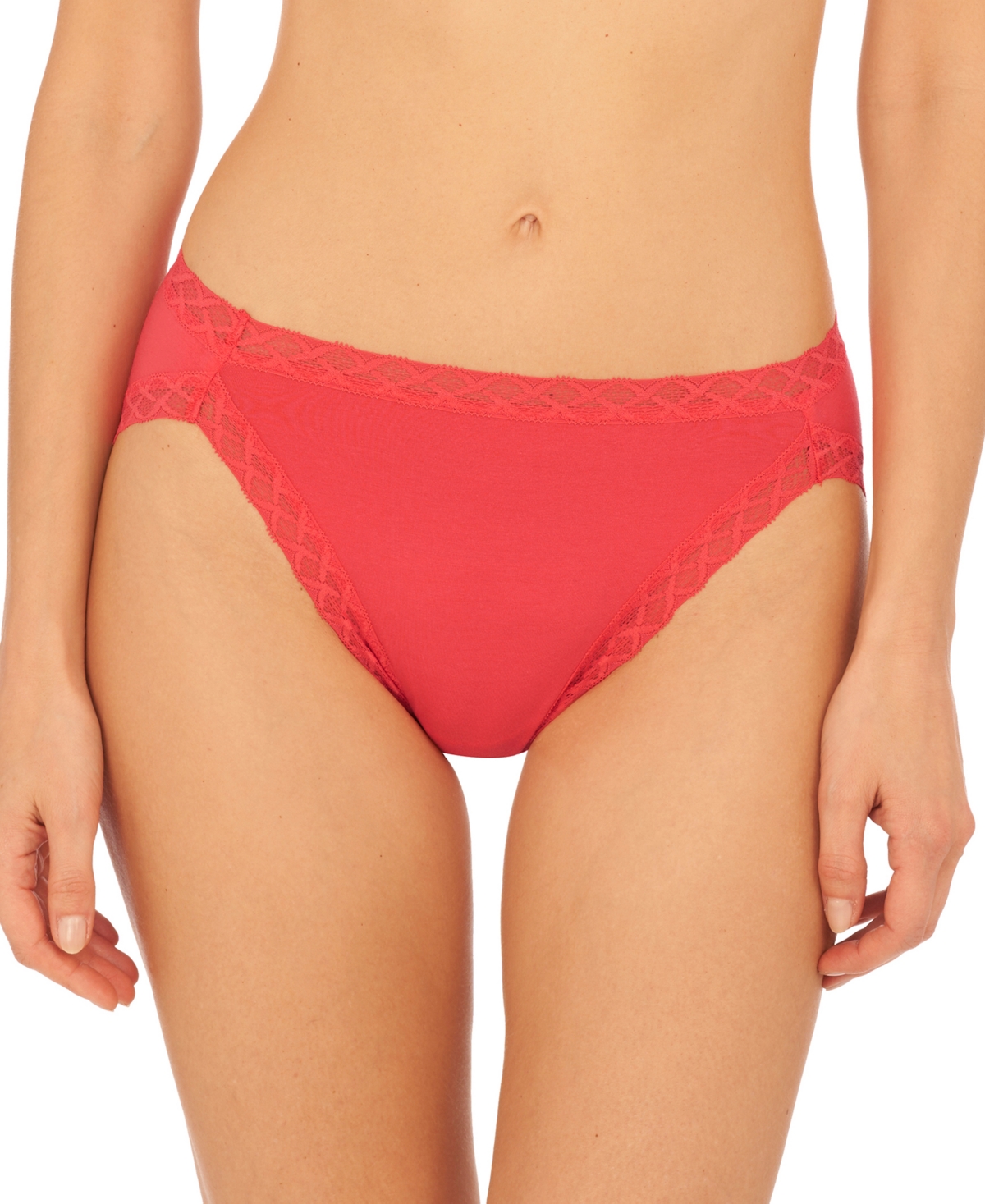 Natori Bliss French Cut Brief Panty Underwear With Lace Trim In Hibiscus