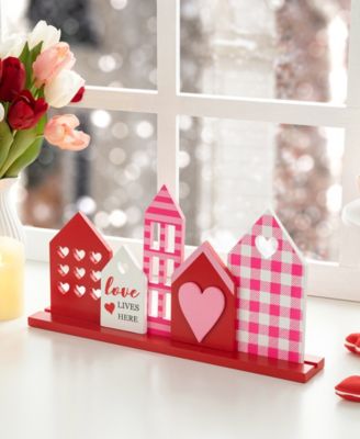 16" L Valentine's House Wooden Table Decor