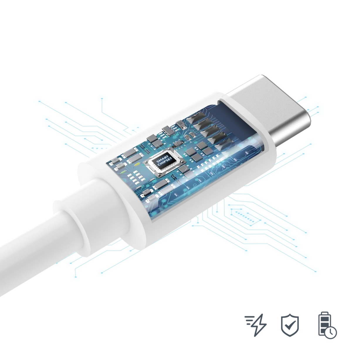 Overtime iPad Pro/Mini and Android Phone 10ft Charging Cable | Usb Type C to Usb Type C Cable - White (2-Pack)