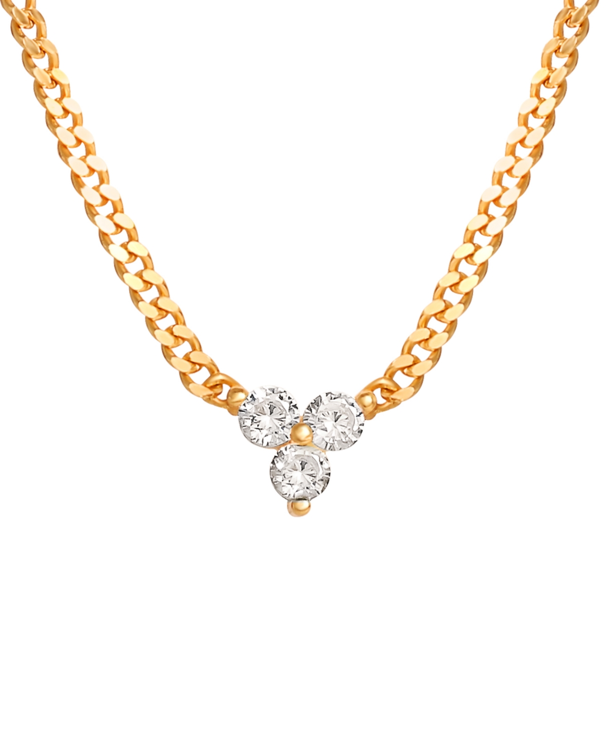 Giani Bernini Cubic Zirconia Trio Collar Necklace In Gold-plated Sterling Silver, 16" + 2" Extender, Created For M