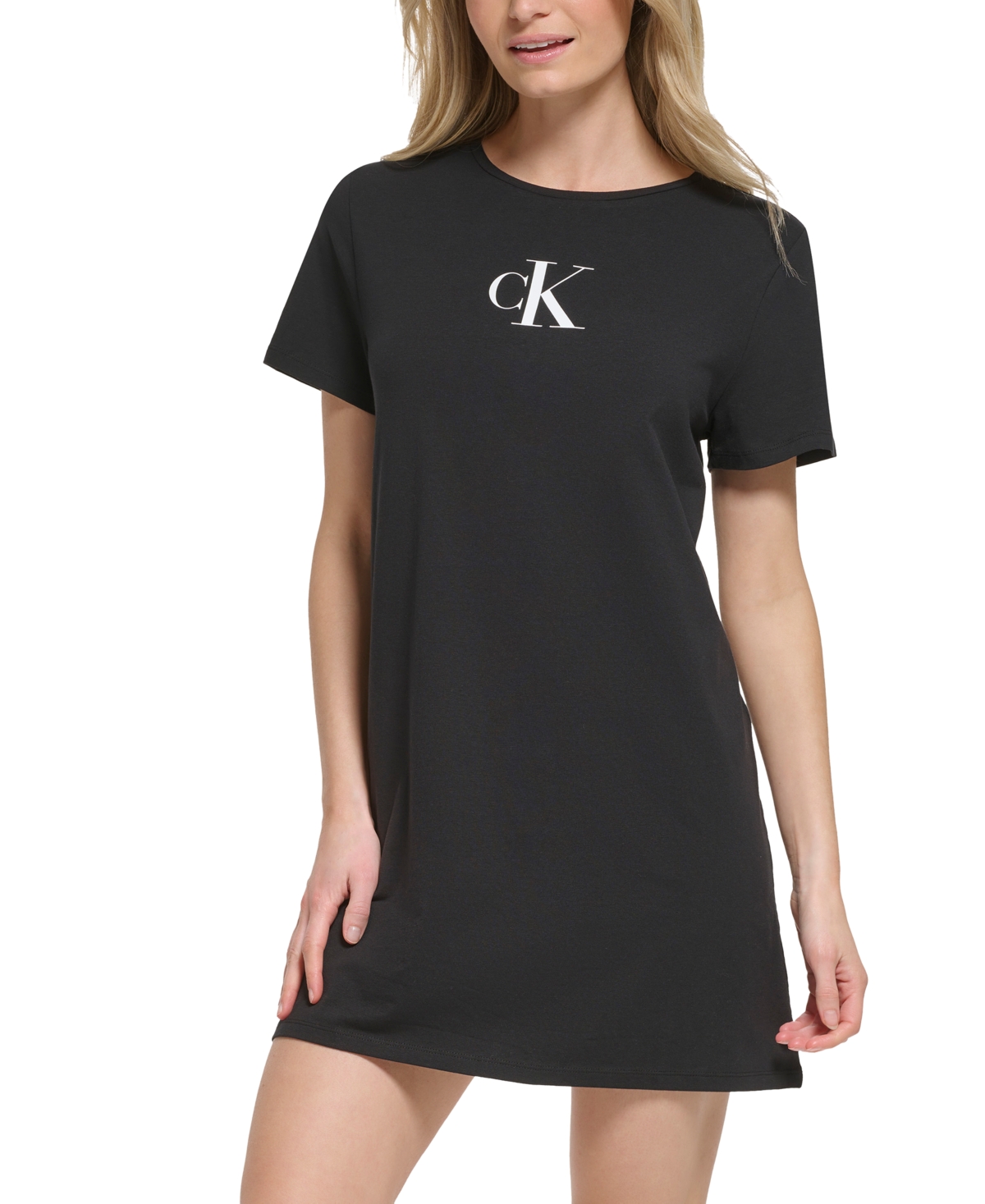 Shop Calvin Klein Women's Logo T-shirt Dress Swim Cover-up In Black