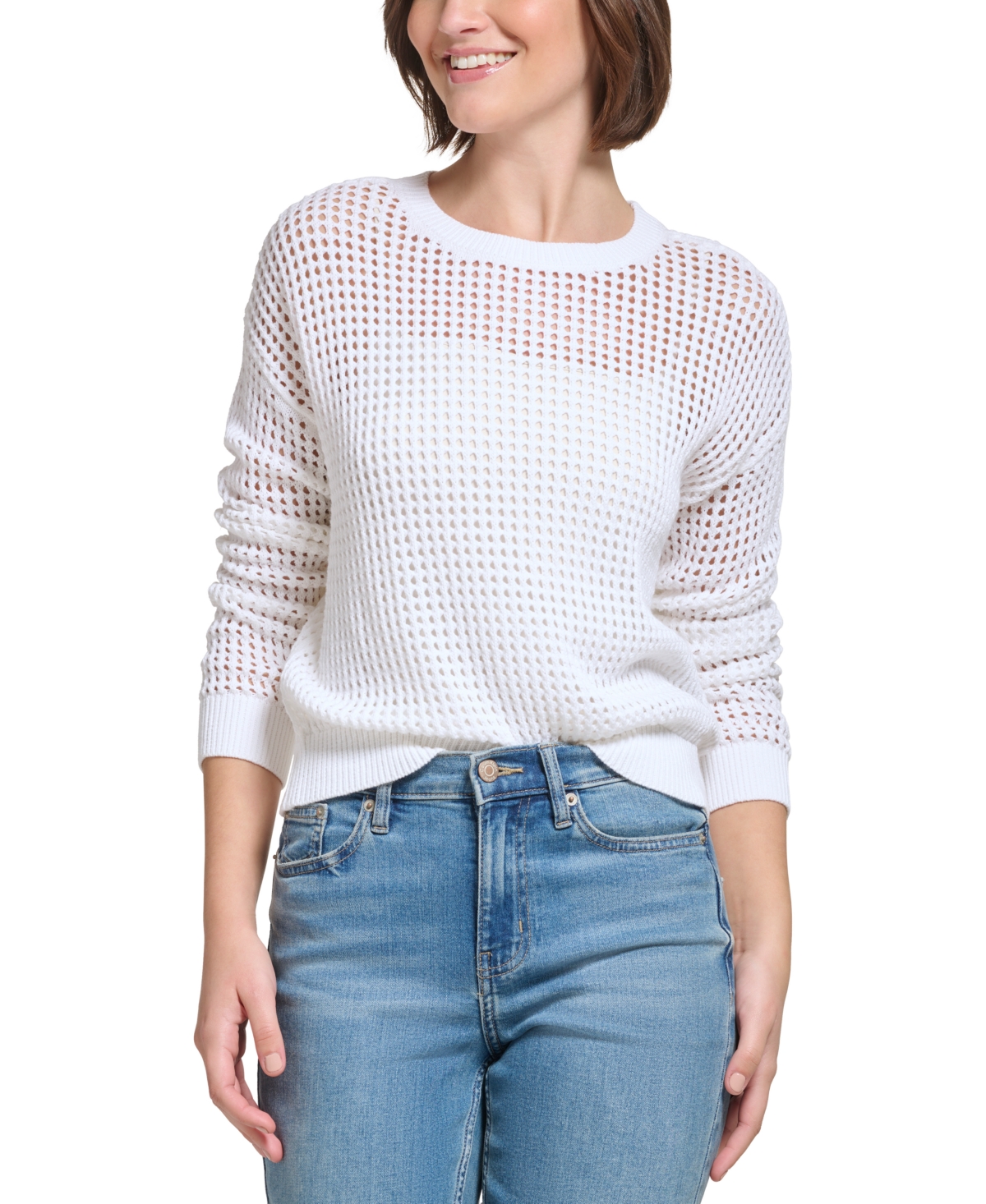 Calvin Klein Jeans Women's Cotton Open-Stitch Sweater