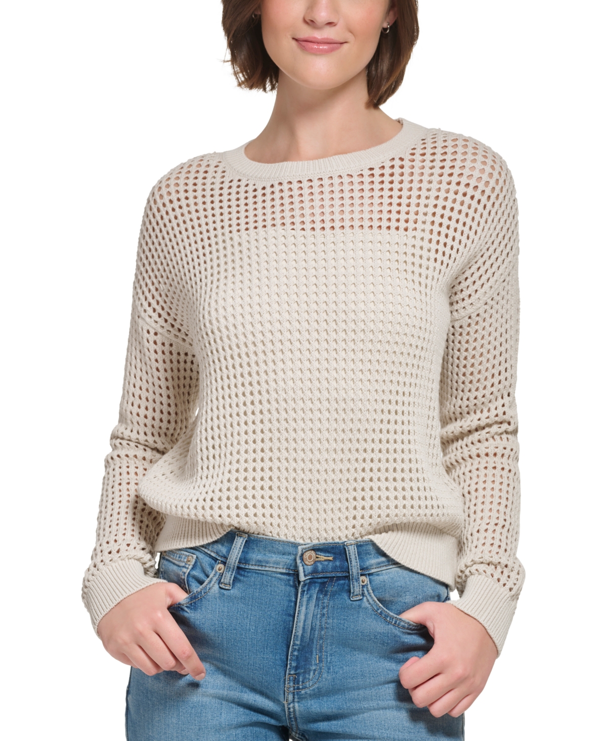 Calvin Klein Jeans Women's Cotton Open-Stitch Sweater