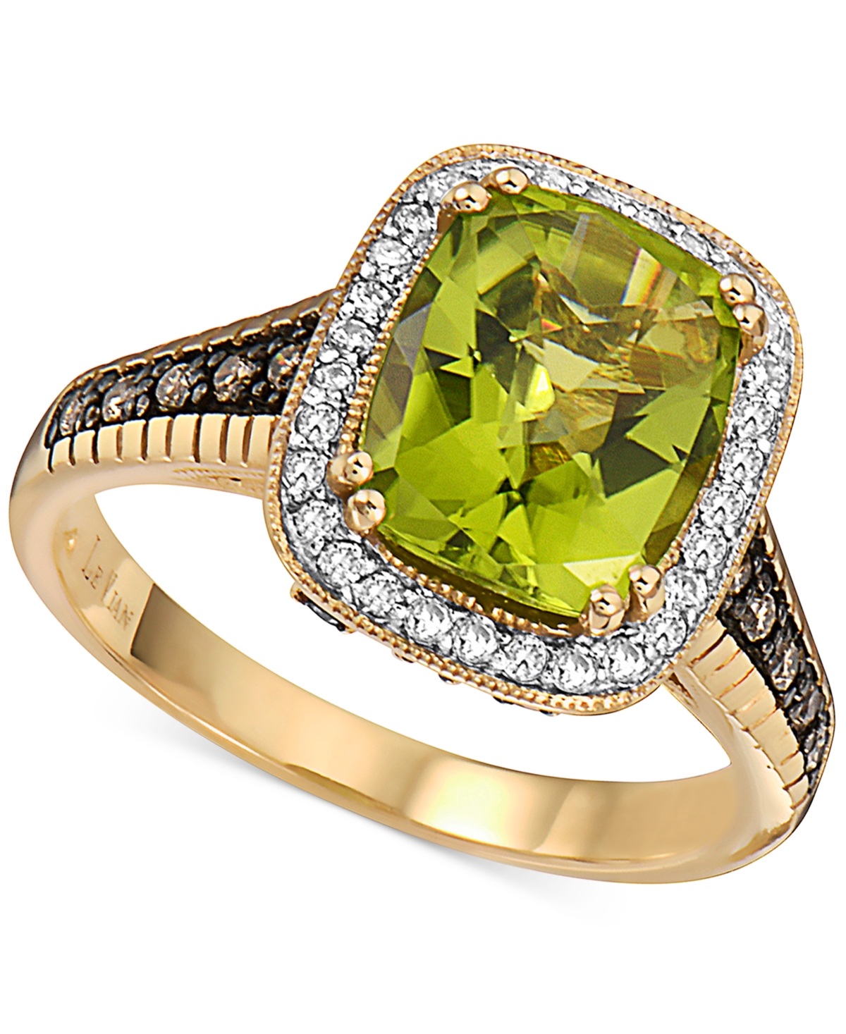 Le Vian Green Apple Peridot (3 ct. t.w.), Chocolate Diamonds (1/6 ct. t.w.) & Vanilla Diamonds (1/8 ct. t.w.) Ring in 14k Yellow Gold