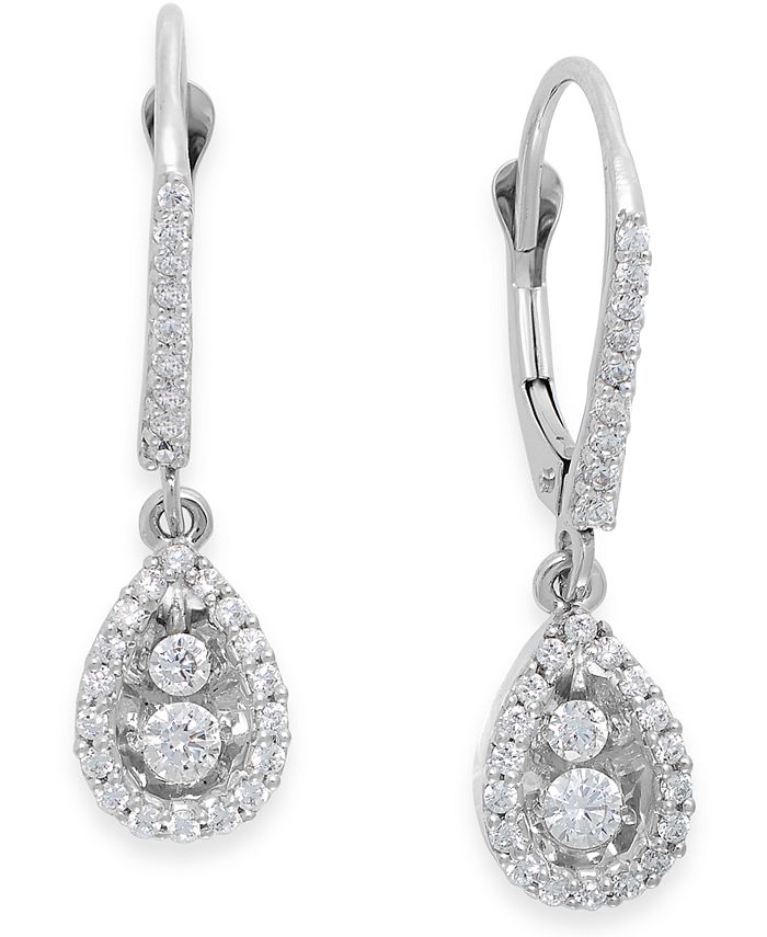Macy's Diamond Teardrop Earrings in 14k White Gold (1/2 ct. t.w.) - Macy's