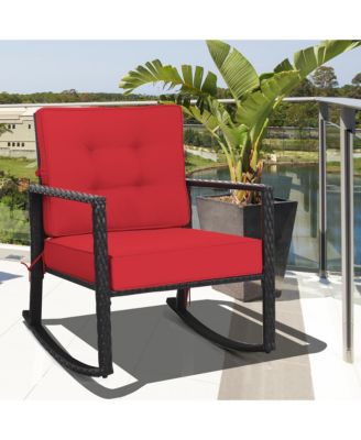 Patio Rattan Rocker Chair Outdoor Glider Wicker Rocking Chair Cushion Lawn