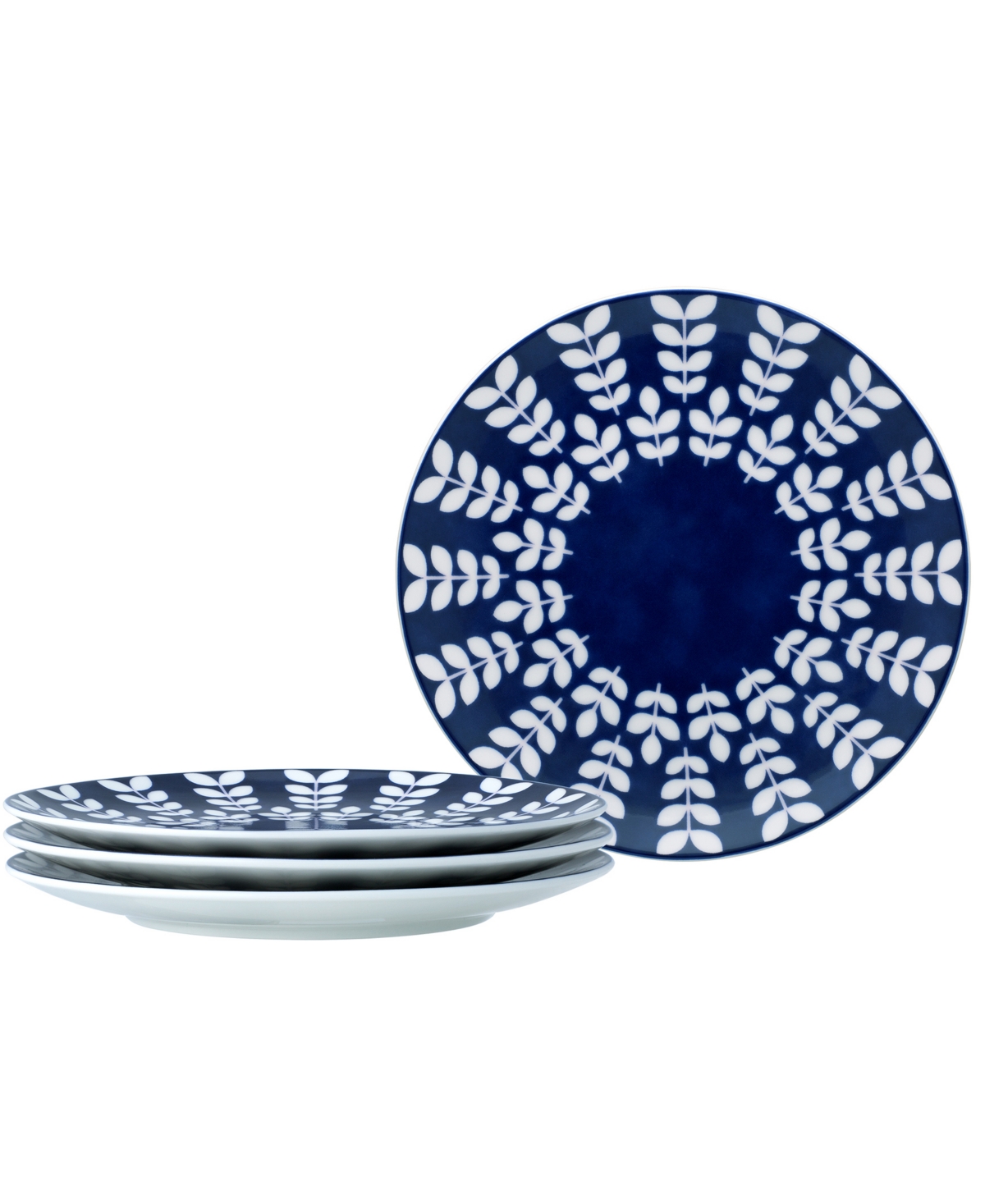 Bluefjord Floral 4 Piece Coupe Salad Plates Set, Service for 4 - Blue