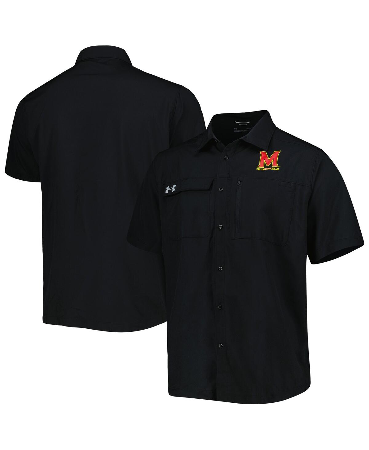 Shop Under Armour Men's  Black Maryland Terrapins Motivate Button-up Shirt