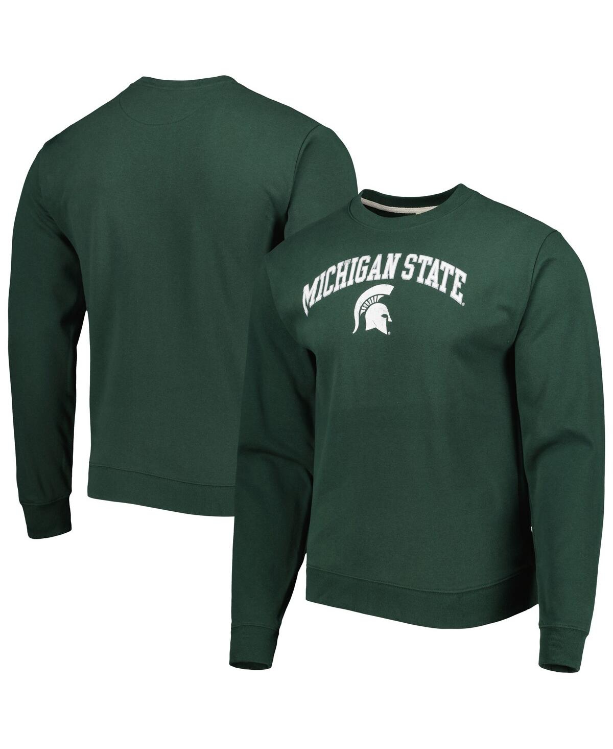 Shop League Collegiate Wear Men's  Green Michigan State Spartans 1965 Arch Essential Fleece Pullover Sweat