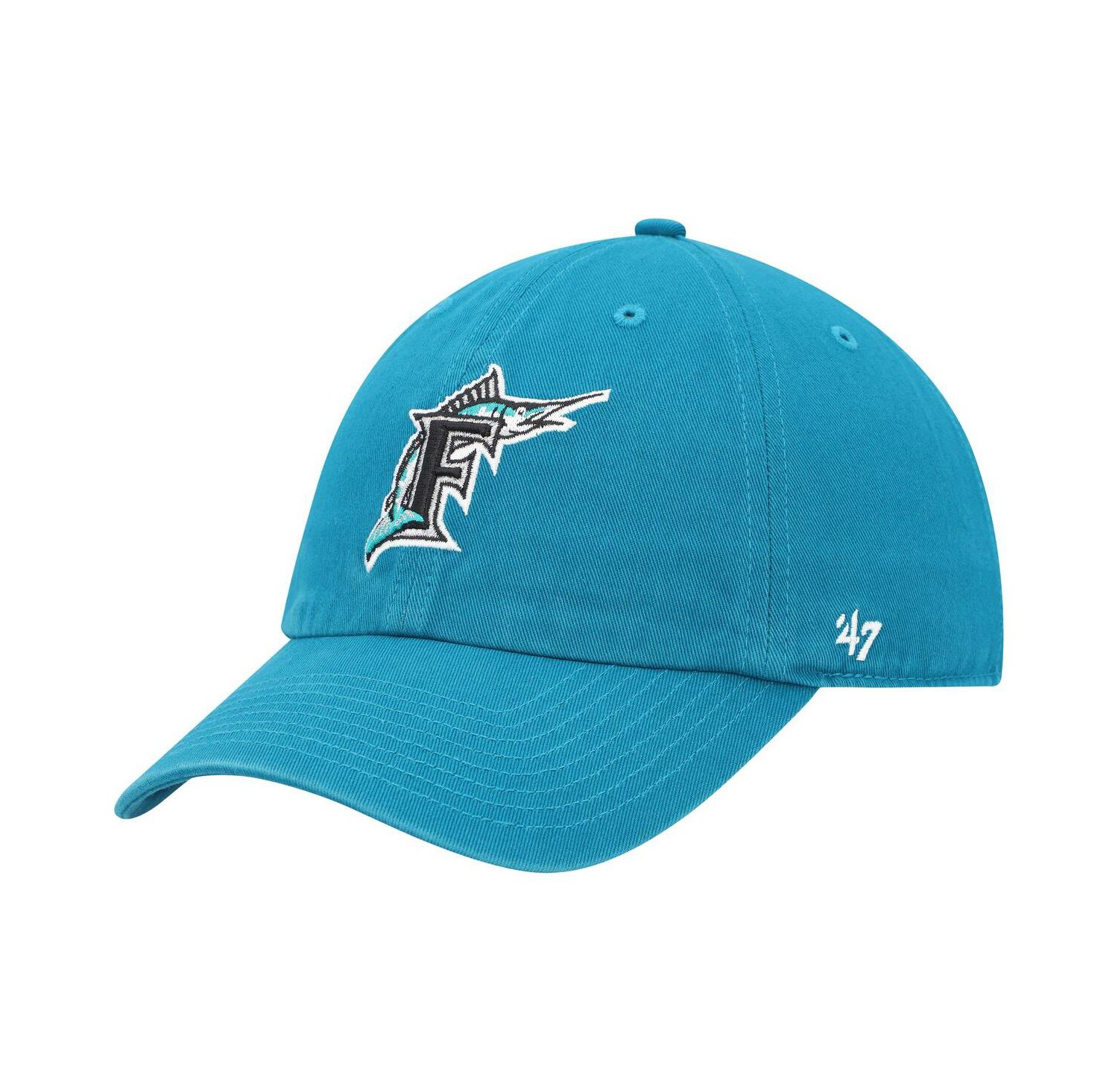 Men's Teal Florida Marlins Cooperstown Collection Clean Up Adjustable Hat