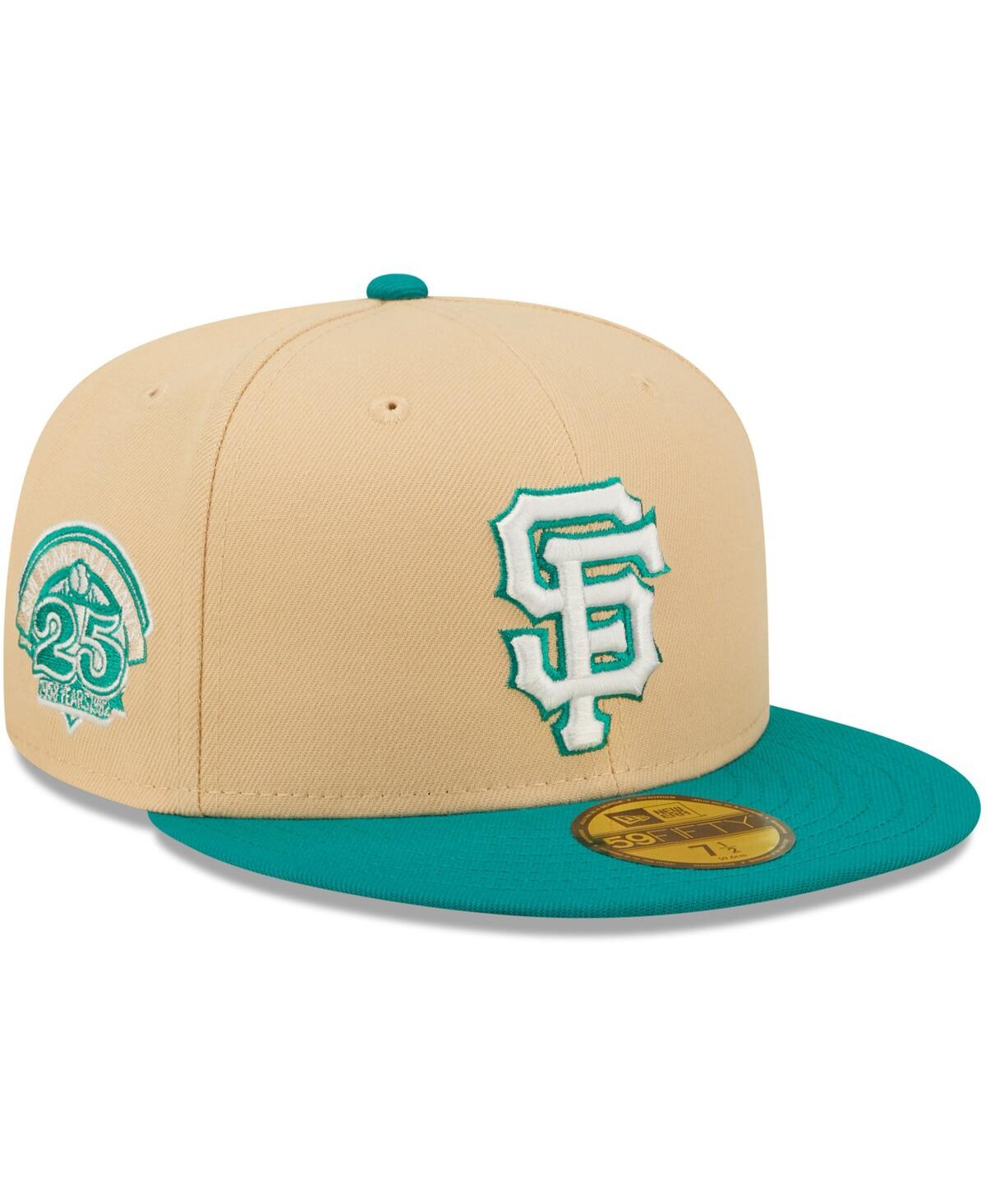 New Era Men's  Natural, Teal San Francisco Giants Mango Forest 59fifty Fitted Hat In Natural,teal