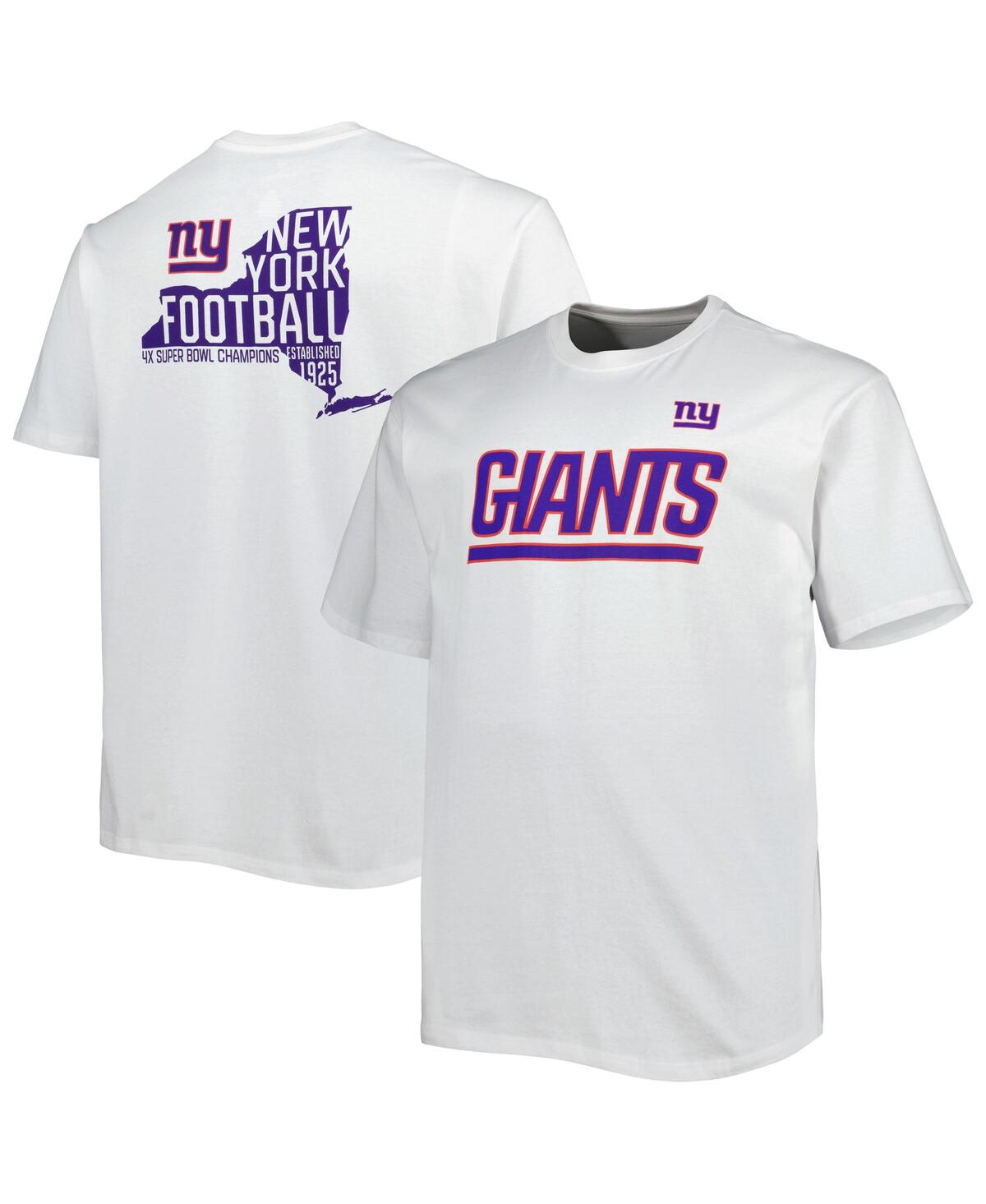 Fanatics Branded White New York Giants Big & Tall Hometown Collection Hot Shot T-shirt In White