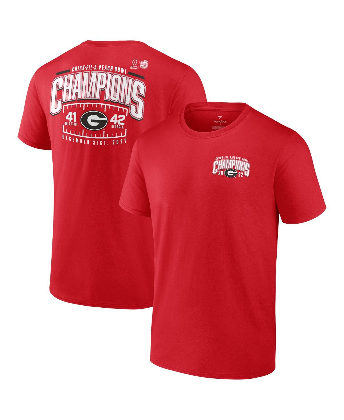 Men's FanaticsGeorgia Bulldogs College Football Playoff 2022 Peach Bowl Champions Score T-shirt - Red