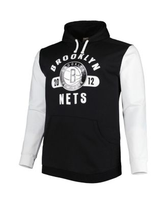 Men's Black, White Brooklyn Nets Big and Tall Bold Attack Pullover Hoodie