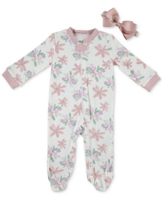 Chickpea - Baby Girls 2-Pc. Floral Footed Coverall & Headband Set