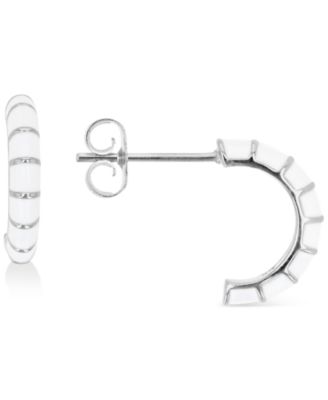 Enamel Hoop Earrings in Sterling Silver or 14k Gold over Sterling Silver, 1/2"