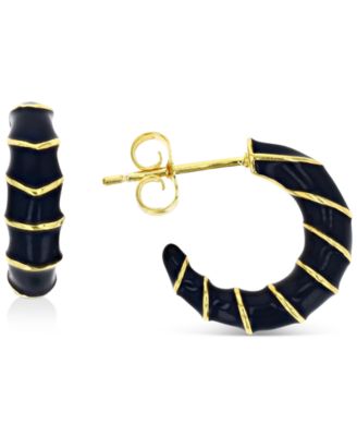 Macy's - Enamel Hoop Earrings in Sterling Silver or 14k Gold over Sterling Silver, .63"