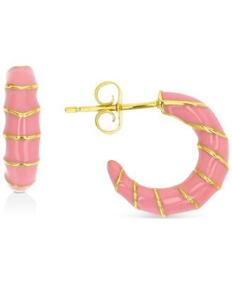 Enamel Hoop Earrings in Sterling Silver or 14k Gold over Sterling Silver, .63"