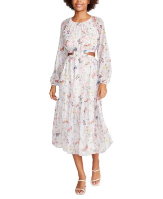 Steve Madden - Women's Cadi Butterfly-Print Cutout Midi Dress