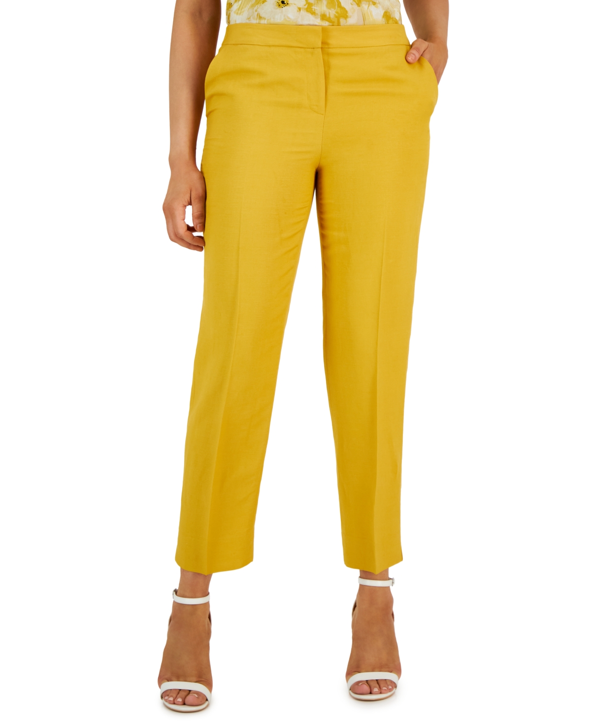 Kasper Women's Stretch-crepe Elastic-back Straight-leg Pants In Butterscotch
